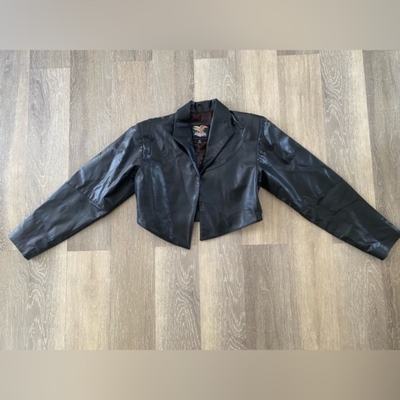 Jasmin Leather Black Cropped Jacket Small‎ - Picture 1 of 9